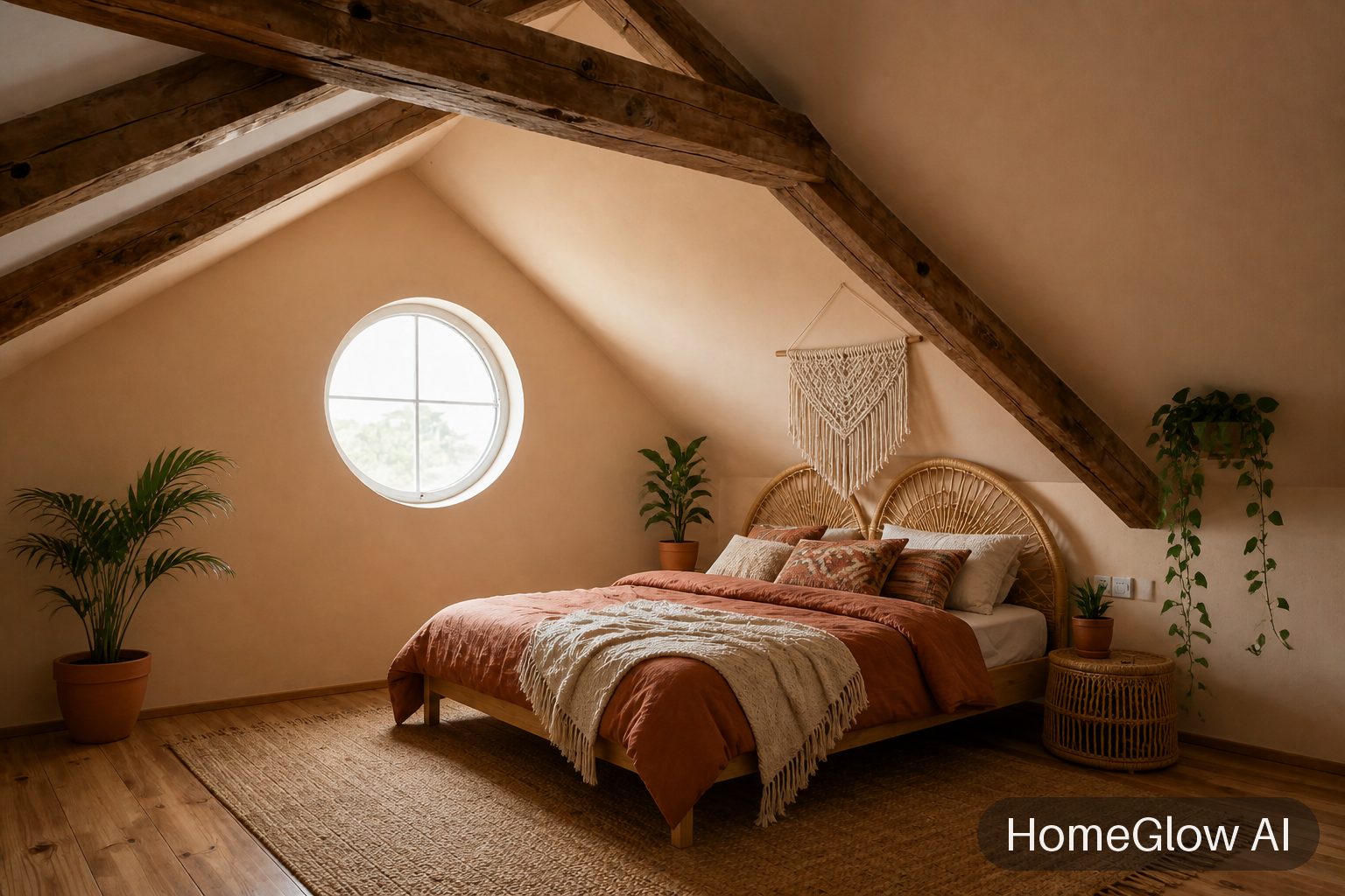 The same bedroom redesigned in Boho by HomeGlow
