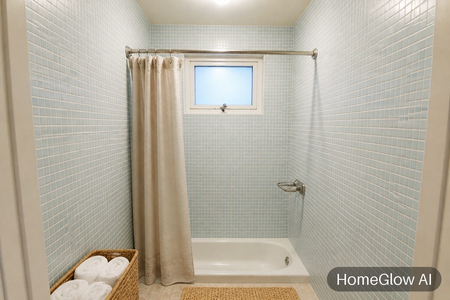 The same bathroom redesigned in Coastal by HomeGlow