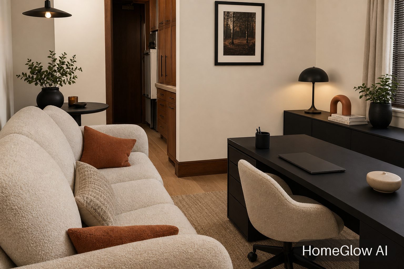 The same home office redesigned in Contemporary by HomeGlow
