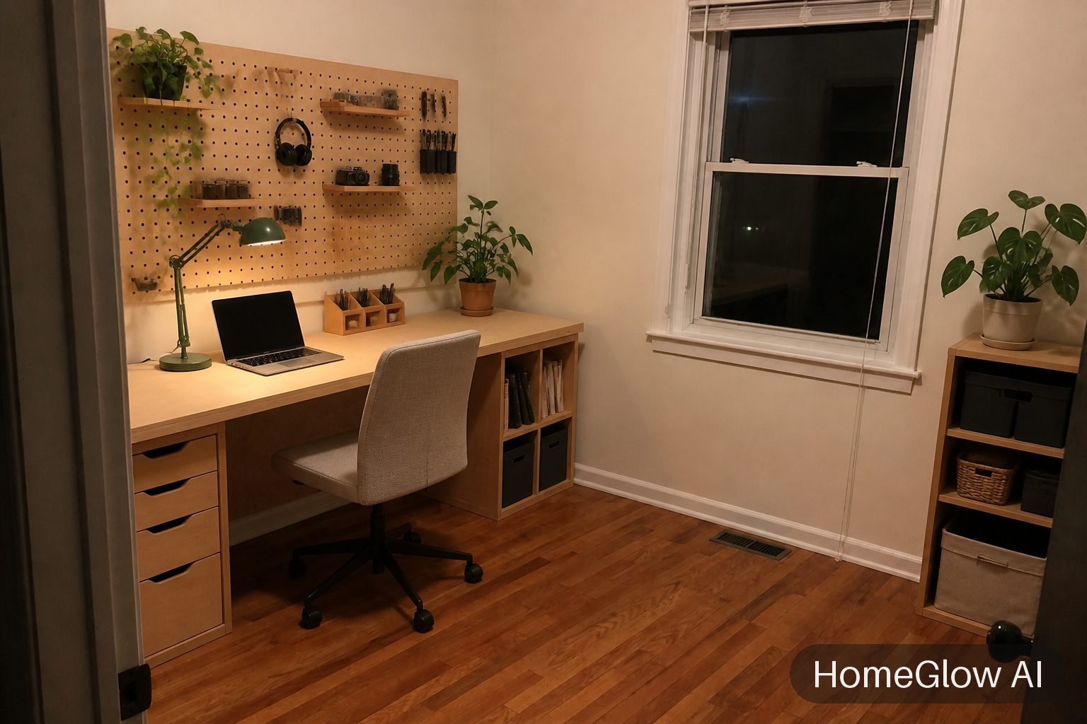 The same home office redesigned in Creative studio by HomeGlow
