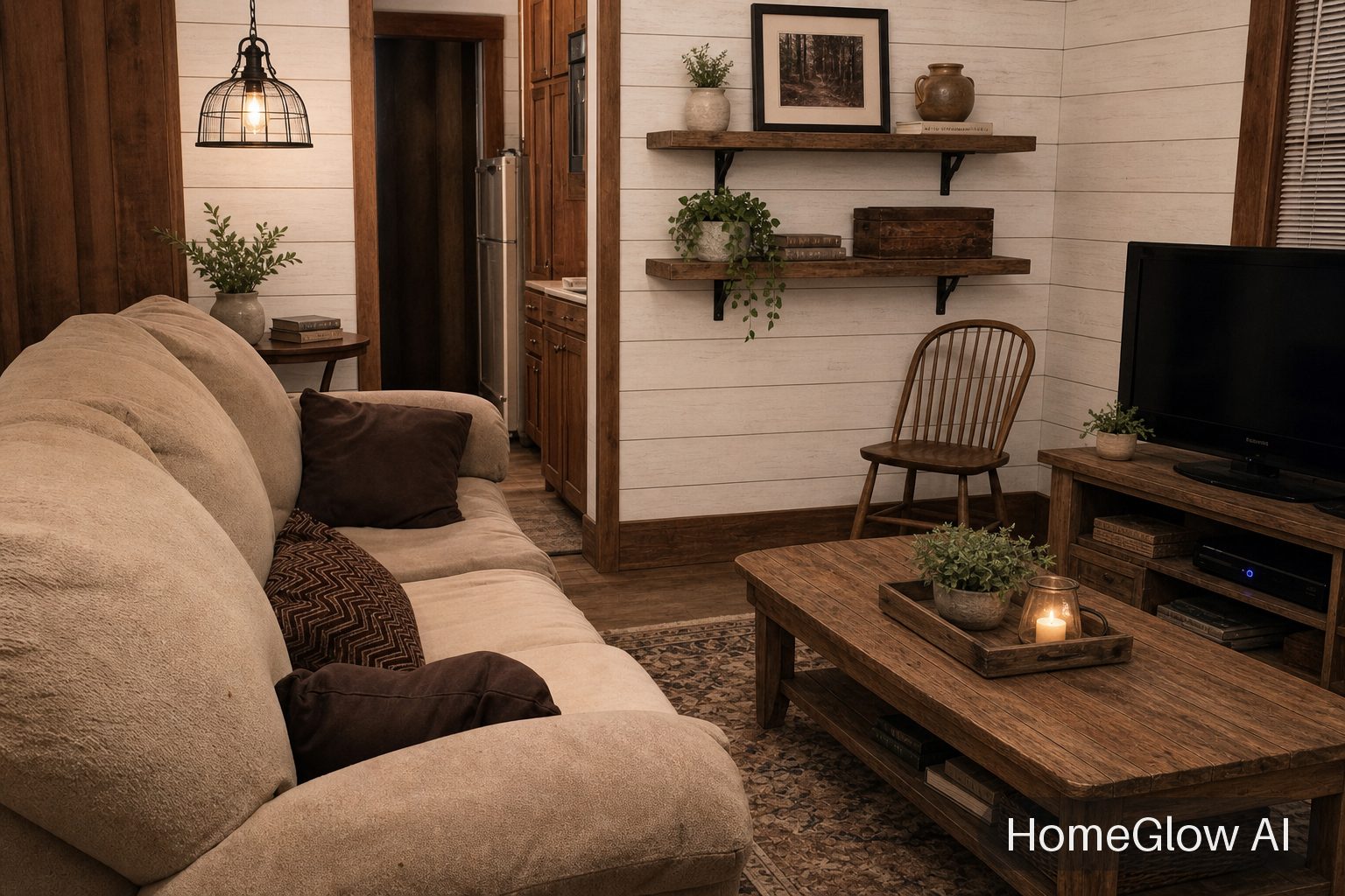 The same kitchen redesigned in Farmhouse by HomeGlow