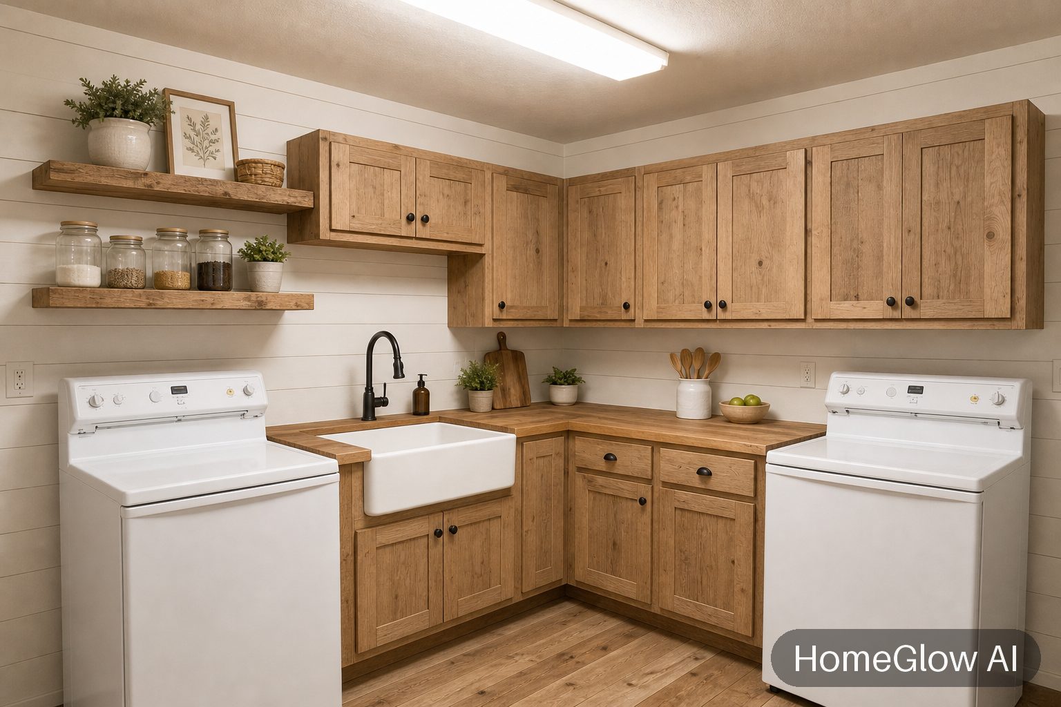 The same kitchen redesigned in Farmhouse by HomeGlow