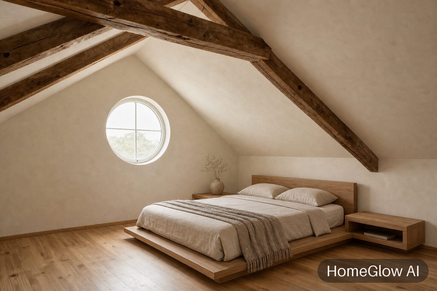 The same bedroom redesigned in Japandi by HomeGlow
