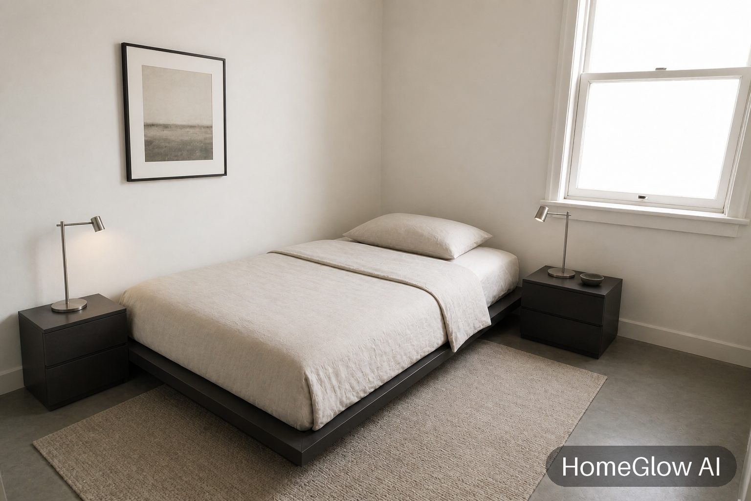 The same bedroom redesigned in Minimal by HomeGlow