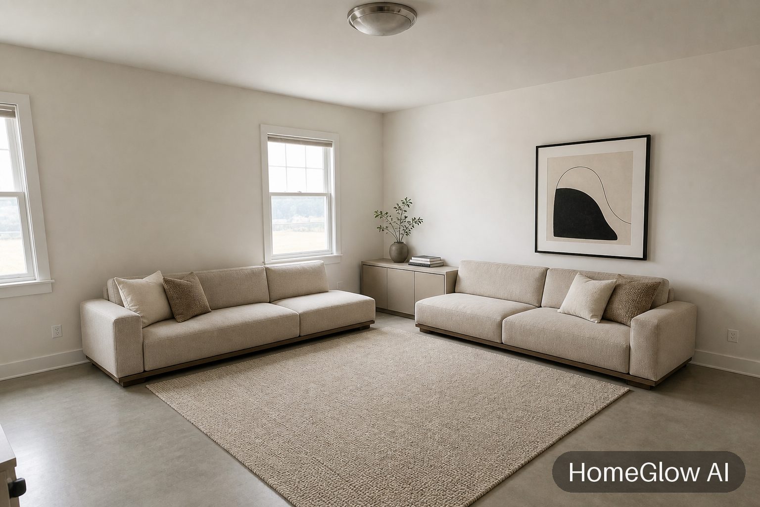 The same living room redesigned in Minimal by HomeGlow