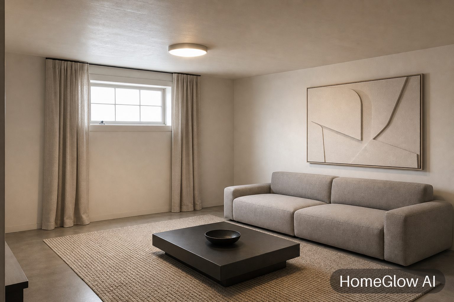 The same living room redesigned in Minimal by HomeGlow