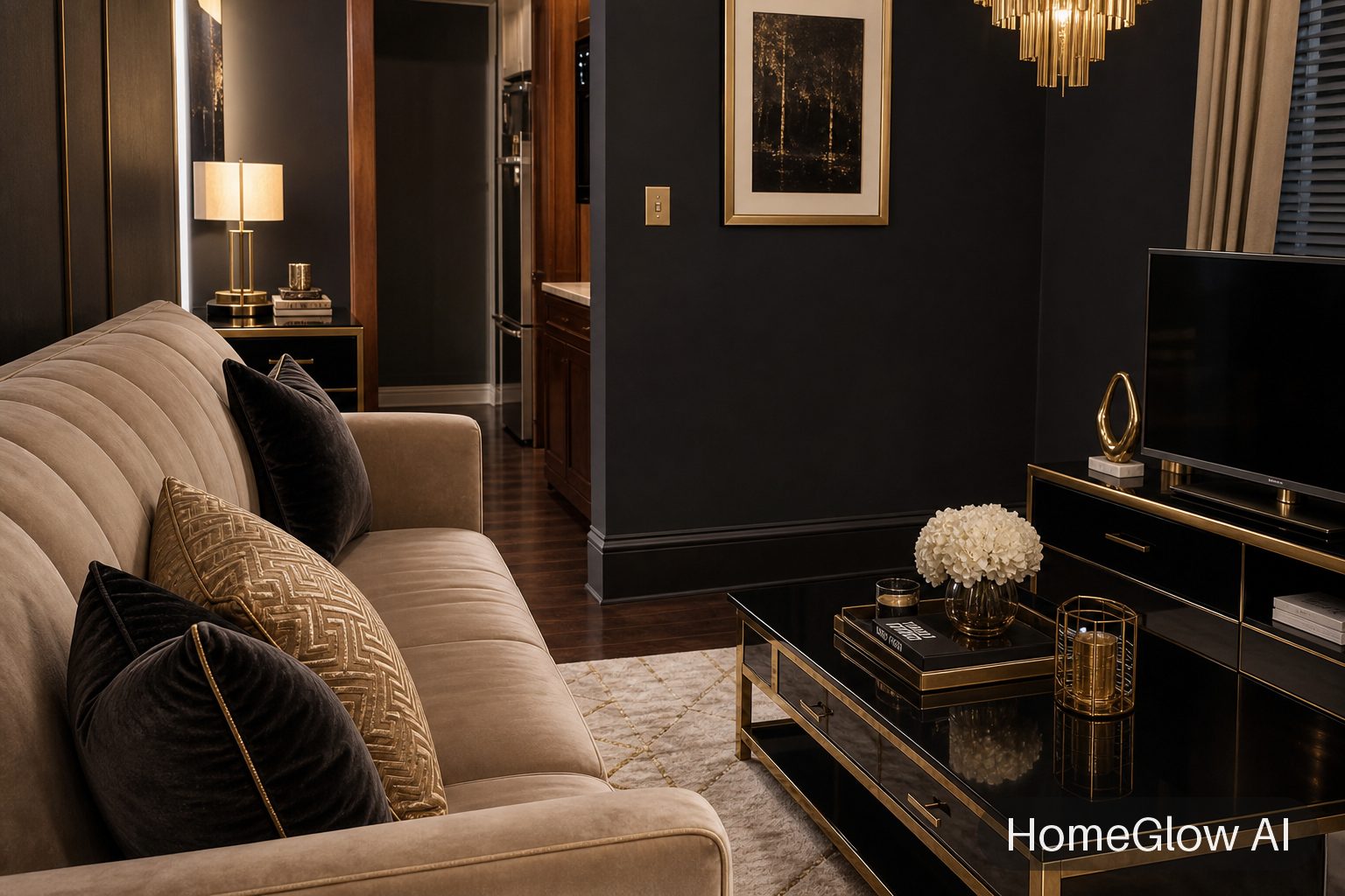 The same bedroom redesigned in Modern luxe by HomeGlow