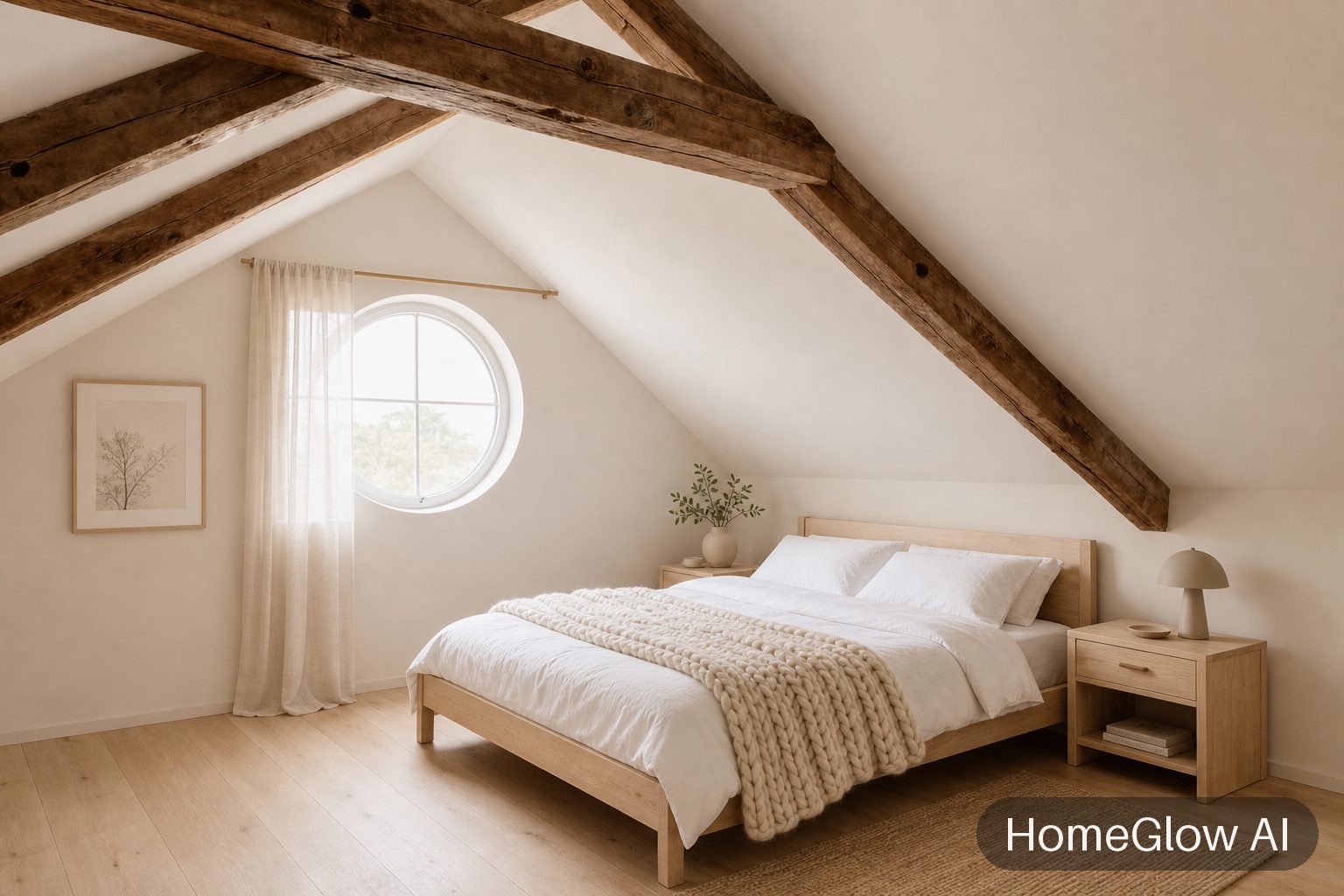 The same bedroom redesigned in Scandinavian by HomeGlow
