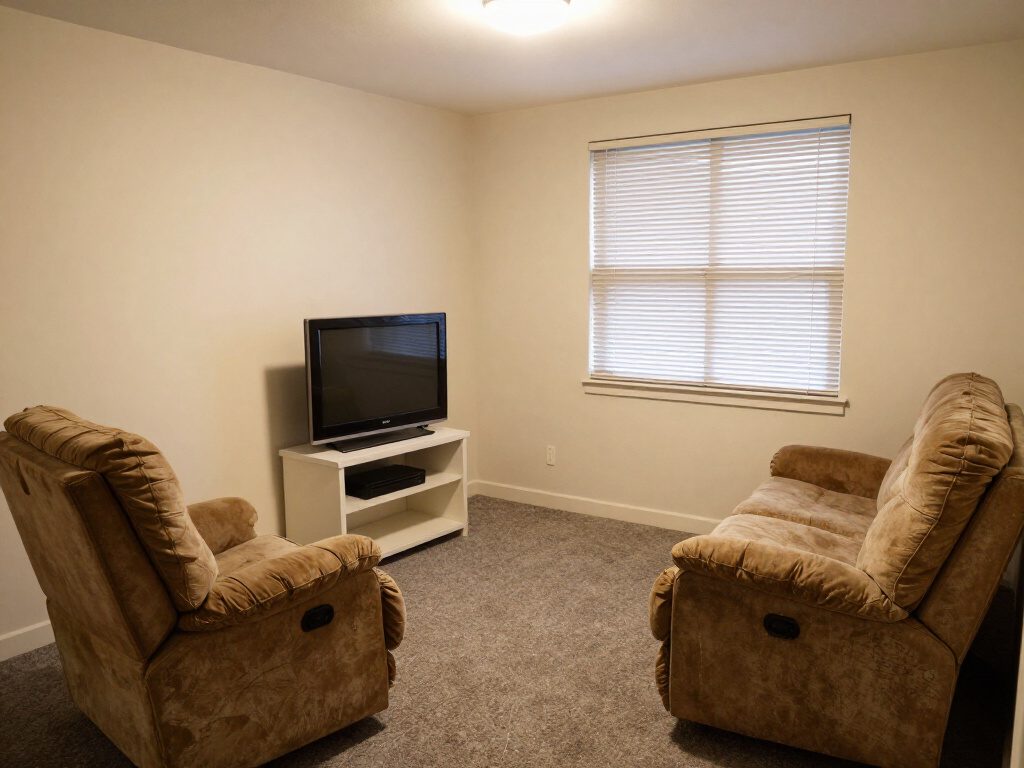 A real living room, before HomeGlow's Scandinavian redesign