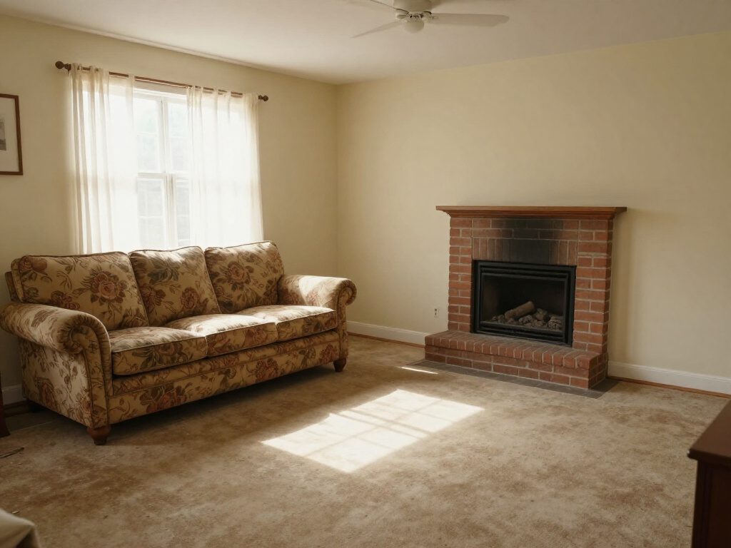 A real living room, before HomeGlow's Wabi-sabi redesign
